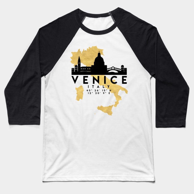 Venice Italy Skyline Map Art Baseball T-Shirt by deificusArt